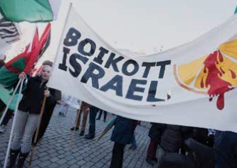 Boycott, Divest, and Sanction Protest Banner