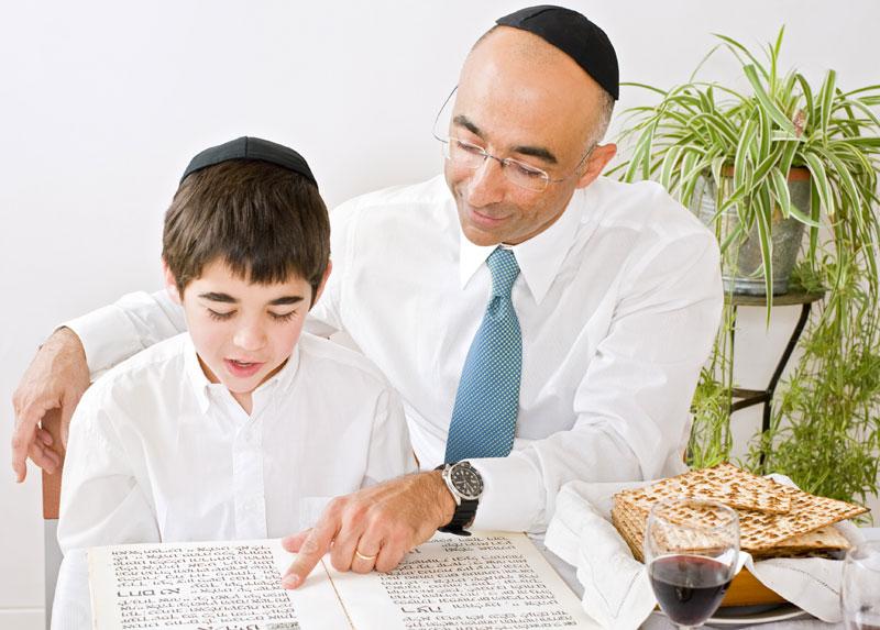 Jewish man and boy